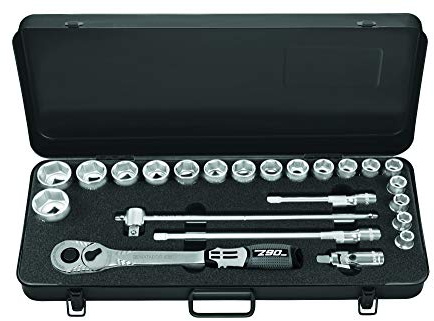 MATADOR Steckschlüsselsatz | 1/2 Zoll Knarrenkasten 23-teilig | Werkzeugkasten Metall | Steckschlüssel 6-kant | mit Z90 Ratsche 1/2 Zoll | MATADOR Werkzeug Nr. 41149230