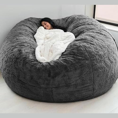 DSXH Pouf Géant Immense, Beanbag (sans Remplissage) Meubles de Salon Party Lavable Pouf Poire Fauteuil Poire Housse de-(Color：Gris Foncé,Size：5.5FT)