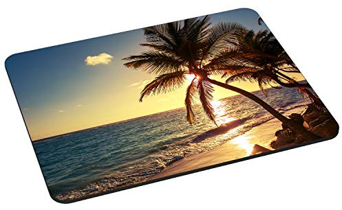 PEDEA Gaming und Office Mauspad - 220 x 180 mm - mit vernähten Rändern und rutschfester Unterseite, beach