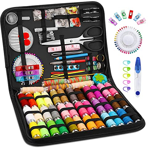 Nähset mit, 206 DIY-Nähzubehör für Fortgeschrittene, tragbares Mini-Nähset für Anfänger, Reisende, Reparatur von Notfallkleidung, Stickerei