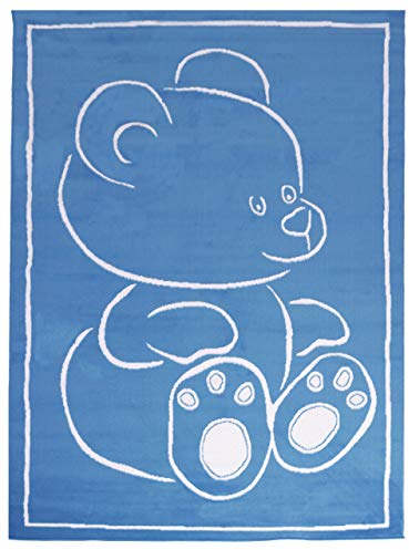 Carpeto Rugs Teppich Kinderzimmer Kinderteppich Babyzimmer für Junge und Mädchen Pastell Spielteppiche Blau 140 x 200 cm