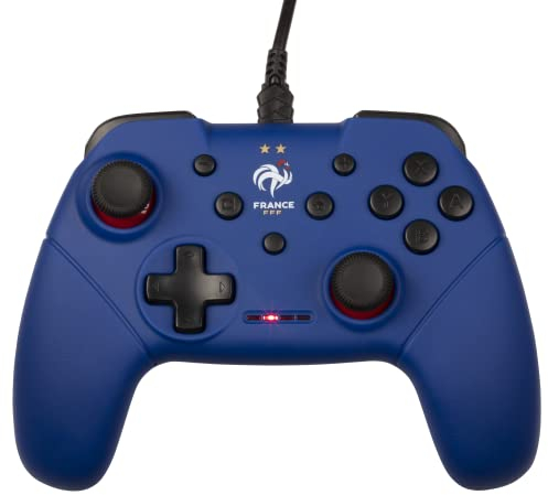 Konix FFF Manette filaire pour Nintendo Switch, Switch 2 et PC - Fonction vibration - Câble 3 m - Bleu