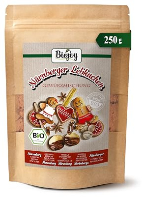 Biojoy Ekologisk kryddblandning för Nürnberger pepparkakor, 250 g | Med Ceylonkanel, muskot, kryddnejlika, kardemumma, kryddpeppar, muskotblomma, ingefära, perfekt för bakning