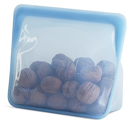 Stasher Premium Silicone Réutilisables Sac Bleu, Stand Up Medium Bag, Stockage des Aliments, Sac à Snacks, Durable, Résistant au Four, Lave-Vaisselle & Congélateur, Écologique, 1,65 L