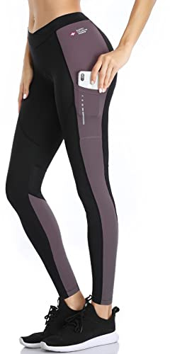 Santic cykelbyxor långa dam cykelbyxor vadderade 7/8 leggings tights sittdynor elastisk snabbtorkande andas svart rosa, Rosa-021, XXL