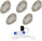 Rolux 5er Set LED Einbaustrahler Edelstahl gebürstet 15mm flach 3W warmweiß 3200K 200lm 12V inkl. 15W LED Trafo 230V und 1,8m Kabel je Leuchte für Wohnzimmer, Küche und Bad