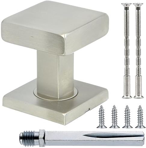 ALSTEN TECH Pomello Quadrato per Porta d'Ingresso, Interno ed Esterno - Acciaio Inox, 53 x 53 mm - Non Girevole, per Mobili Fissi e Balcone