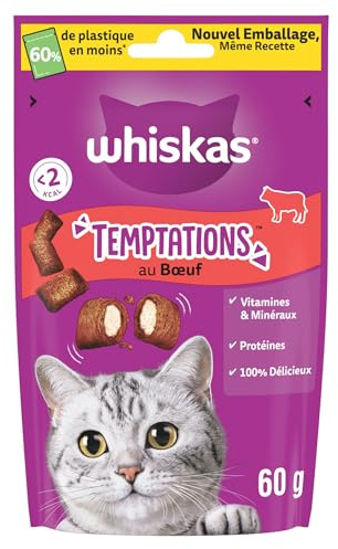 Whiskas Temptations Bœuf Friandises pour Chats 60g Lot de 6