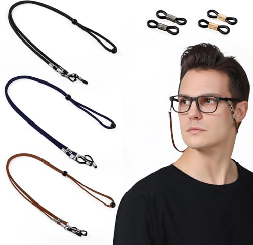 MEGAVOW 3 Stycken Glasögon Kedja, Universal Glasögonkedja Halkfria Glasögonkedjor Glasögonband Justerbar Glasögonsnöre Glasögonrem för Kvinnor Män