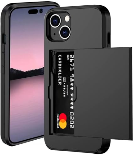 Cesryorsis för iPhone 15, skal med kortfack, silikon TPU mobilskal, ultratunn, mjuk, stötsäkert skyddande fodral, stötfångare skydd för iPhone 15