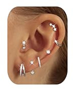 FIOROYAL 7 Pairs Small Stud Hoop Earrings for Women -Hypoallergenic 14K Gold Plated Huggie Earring Sets for Multiple Piercing Dainty Earring Stacks Cute Silver Cartilage Jewelry Trendy GiftsS-Stylis