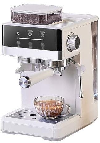 LISHAOHU Macchina for caffè Espresso Domestica con Macinacaffè Semiautomatico, con Pressione della Pompa 20 Bar E Lancia Vapore for Schiuma Latte, Dotata di Funzione di Preparazione Fredda/Calda