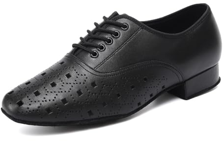 ZYXWVU Zapatos de Baile Latino Salsa Hombre Tacón Bajo Negro Tango Zapatos | Hombres Moderno Práctica Jazz Zapatos de Baile Cordones