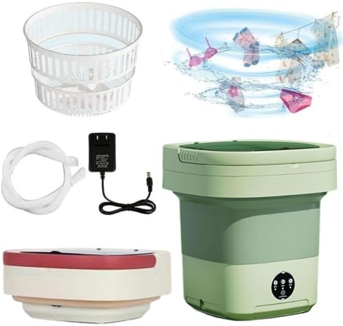Lavatrice portatile da viaggio piccola da 8 l, mini lavatrice pieghevole con centrifuga per campeggio e viaggi, lavanderia a risparmio energetico per biancheria intima, vestiti e calze