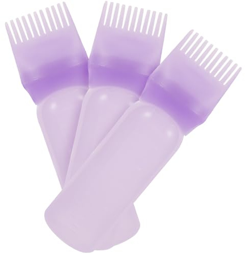 ABOOFAN Lot De 3 Flacons Applicateurs D'huile Capillaire Violets Peigne à Racines Pour Teinture Et Permanente, Bouteilles Pratiques Pour Soin Des Cheveux En Salon De Coiffure