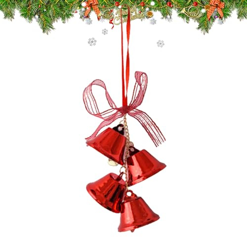 Campanas de Navidad,Decoracion Navideña De Metal con Cascabel - Campanilla para el Hogar con Lazo,para Uso En El Hogar En Interiores Y Exteriores para Árbol Puerta Y La Repisa