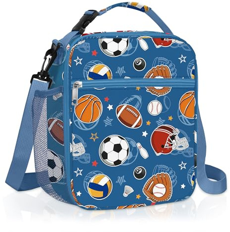 Clastyle Sport Ball Insulated Kid Lunch Bag Tote School Lunch Box Container