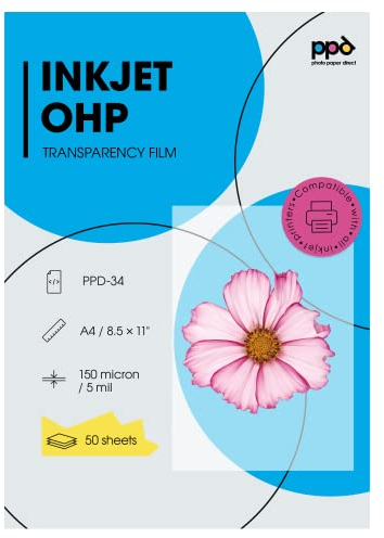 PPD 50 x A4 Inkjet Premium Overheadfolie für vollfarbige Ausdrucke in höchster Qualität PPD-34-50