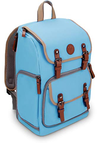 GOgroove Sac a Dos pour Appareil Photo Reflex Numérique avec Compartiment Tablette, Séparateurs Modulables, Support Trépied et Housse Imperméable - Compatible avec Canon, Nikon, Olympus et Plus - Bleu