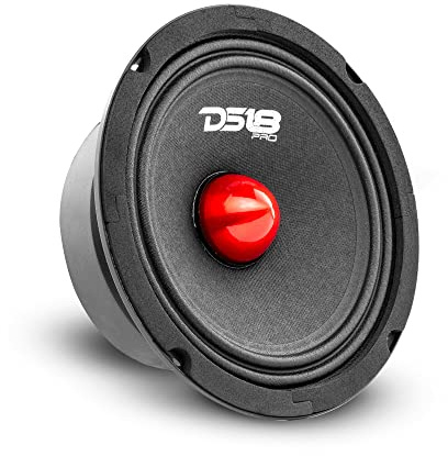 DS18 PRO-GM8.4B Loudspeaker - 8, Midrange, Red Aluminum Bullet, 580W Max, 4 Ohms,1.5 Kapton VC Premium Quality Audio Door Speakers for Car or Truck Stereo Sound System (1 Speaker)