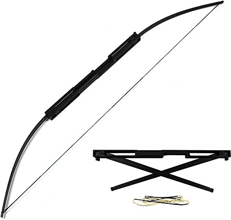 Huntingdoor 59 inch Archery Folding Longbow Alloy Tactical Survival Bow Black Traditional Horsebow Right Hand for Target Practice Outdoor Shooting (60lbs)