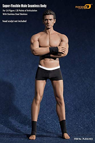 ZSMD 1/6 Schaufensterpuppen Doll Gliederpuppen Körper Figur Männlich 12 Zoll Super Flexible Nahtlose M33 28 cm Mit Metall Skelett (Nicht enthalten Kopf Sculpt) (M33)