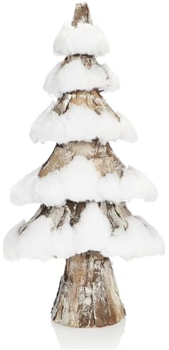 COM-FOUR® Albero di Natale decorativo, piccolo albero ornamentale decorativo, fantastica decorazione da tavola, ideale per il periodo dell'Avvento, completa ghirlande (38cm con bianco neve)