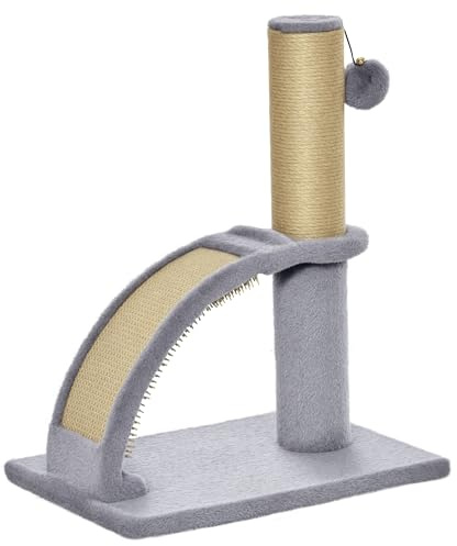 PawHut Cat Tree for Indoor Cats Climbing Activity Center Kitten Tower Furniture with Jute Post Scratching Massage Board Hanging Ball with Bell 34 x 24 x 43cm Grey