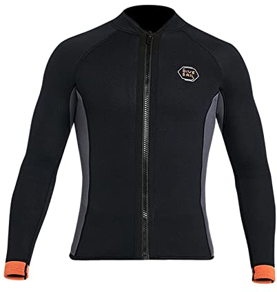 Heavyoff 3mm Wetsuits Men Long Sleeve Jacket Front Zipper Diving Skin Suit Top for Scuba Snorkeling Surfing Swimming