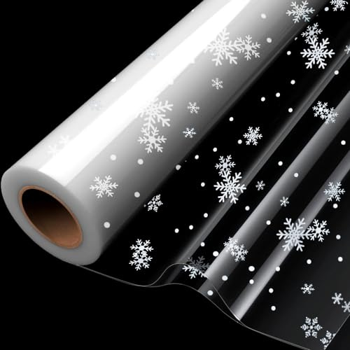 Doppelt gefaltete 20 m × 84 cm Schneeflocken-Zellophanverpackungsrolle, Zellophanfolie für Körbe, Lebensmittel, Geburtstagsgeschenke, Blumen und Bastelarbeiten, Muttertagsverpackung