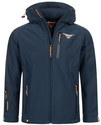 Geographical Norway Herren Herbst Winter Softshell Jacke - Regen Outdoor Übergangs FVS Production H-H, Farbe:Navy, Größe:XXL