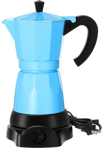 Lemosae 6 Cup Electric Espresso Coffee Maker 300ml Aluminum,Blue