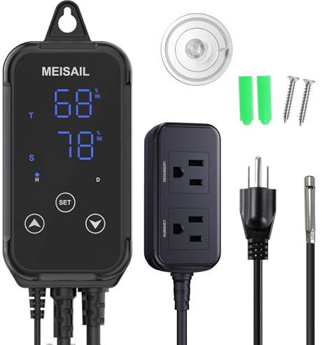 MEISAIL Humidity Controller Greenhouse Shiitake Mushrooms Humidifying dehumidifier humhumidistat controlleridity Humidity Switch Controller for Grow Ten thygrometer humidistat Controller