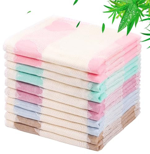 Arwllzz Cleaning Cloths Pack of 10 White Microfibre Cloths for Cleaning Absorbent Machine Washable Bamboo Dish Cloths for Kitchen, Washing Up, Car, Motorbike, Windows (30x30 cm, Solid Color)