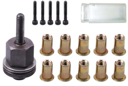 Milageto Steel Hand Riveter Nutsert Tool Kit M5, M3 Zugdorn für Nietmutternzange, Ersatz Nietdorn für Nietmutter, Nietmutternwerkzeug M3 Standard SAE 1/4 20, 8 32, 6 32, 5/16 18, M5