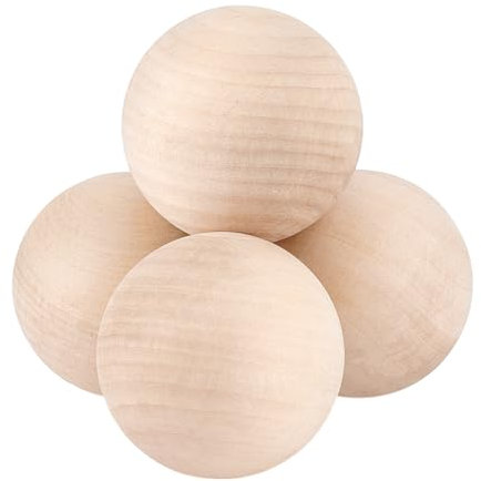PH PandaHall 4pcs 7.5cm Grosse Boules en Bois, Boule Decorative Boule Rondes Brut Boules en Bois Massif pour L'Artisanat Arts Projets de Bricolage Travail Décoration de la Maison