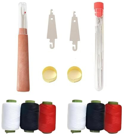 Dinghaole Juego de 37 herramientas de costura, agujas de coser de acero inoxidable con kit de hilos, kits de costura completos para adultos, accesorios de costura portátiles para reparaciones y