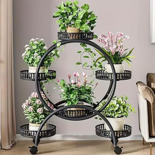 Esenlong Soporte de metal para macetas, estante para flores de varios pisos, soporte para flores de interior, soporte para plantas para exterior e interior, salón, balcón, dormitorio