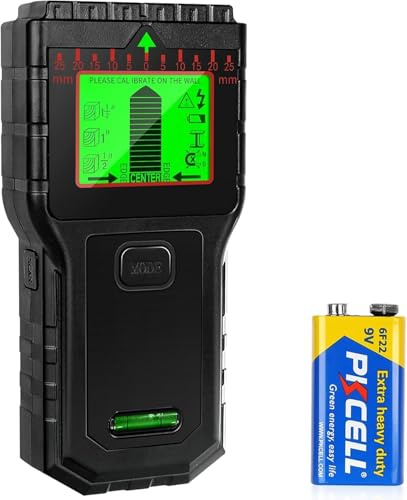 Rilevatore tubi e cavi elettrici con display LCD e segnale acustico – Scanner da parete multifunzione per legno, metallo e tubi (Nero)