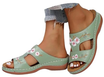 espadrillas donna, 2026 Ciabatte Ortopediche Donna Estive Pelle Anatomiche Sandali Zeppa Comode da Casa Leggere Pantofole Aperta Antiscivolo Arch Support Sandalo Spiaggia Mare, 37
