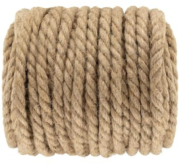 Twisted Natural Jute Rope Heavy Duty Hemp Rope For Cat Scratching Posts Railings Crafts Hanging Baskets Nautical Tug Of War Rustic Home Decorating(20mm,15m/50ft)