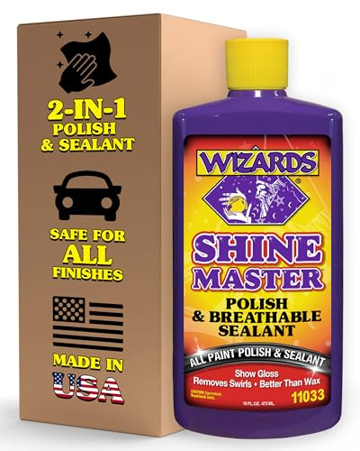 Wizards Shine Master Polish and Breathable Sealant - 16 oz - No Wax or Free Silicone - Polishes and Protects with No Greasy Film - Wax Replacement Car Polishing Compound for Boat and Car Polish