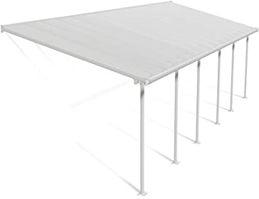 Canopia by Palram Terrassenüberdachung Alu Feria 3X9.15 Polycarbonat Hohlkammerplatten Pergola 915 x 300 cm Weiss zur Überdachung ihrer Terrasse