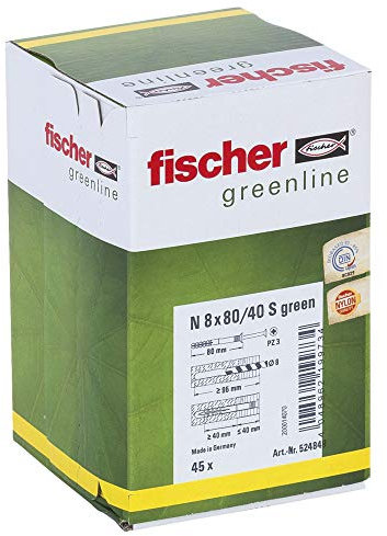 fischer 524849 Taco de Clavo Verde estándar, Greenline, 8x80/40