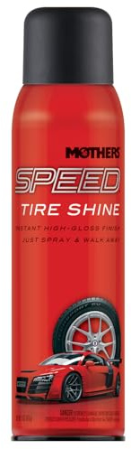 Mothers Speed Tire Shine, 15 oz. Aerosol — Long-Lasting, High-Gloss “Just Dressed” Finish — No Sling, Browning or Run, Fast & Easy Application — Micro-Emulsion Resins, Premium Silicones (16915)
