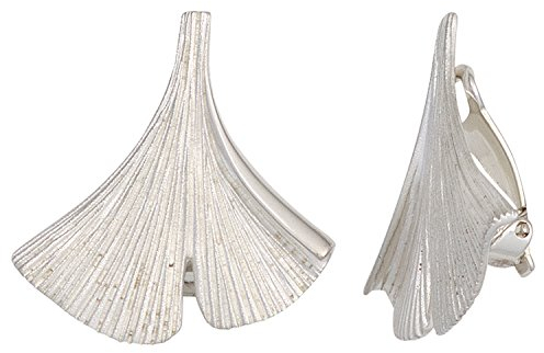 Jobo Damen Ohrclips Ginko Ginkgo 925 Sterling Silber mattiert Handarbeit Ohrringe Clips