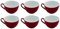 Ritzenhoff & Breker Doppio Kaffeetassen, 6er Set, Kaffee Obertassen mit farbigem Rand, Teetassen für buntes Mix & Match, Porzellan, Rot, 200 ml, 516104