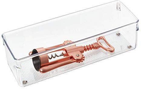 iDesign cassetto organizer, cassetto lungo in plastica per bagno o cucina, pratico cassetto organizer per trucco, accessori da cucina e forniture per ufficio, trasparente