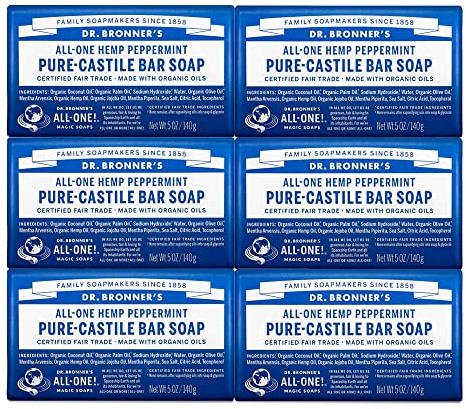 Dr. Bronner's Pure-Castile Seife – Pfefferminze, 142 ml (6 Stück)