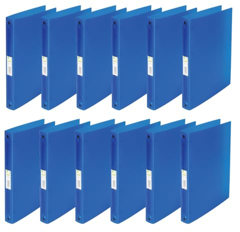 Q-Connect KF02905 Ringbuch / 12 Stück/ A4 4-Ring 25 mm/Farbe: Blau Transparent/aus Starkem Transluzente PP-Folie / 31 mm Rücken/Ringhefter Plastik/Ringordner Schmal Dünne Ordner